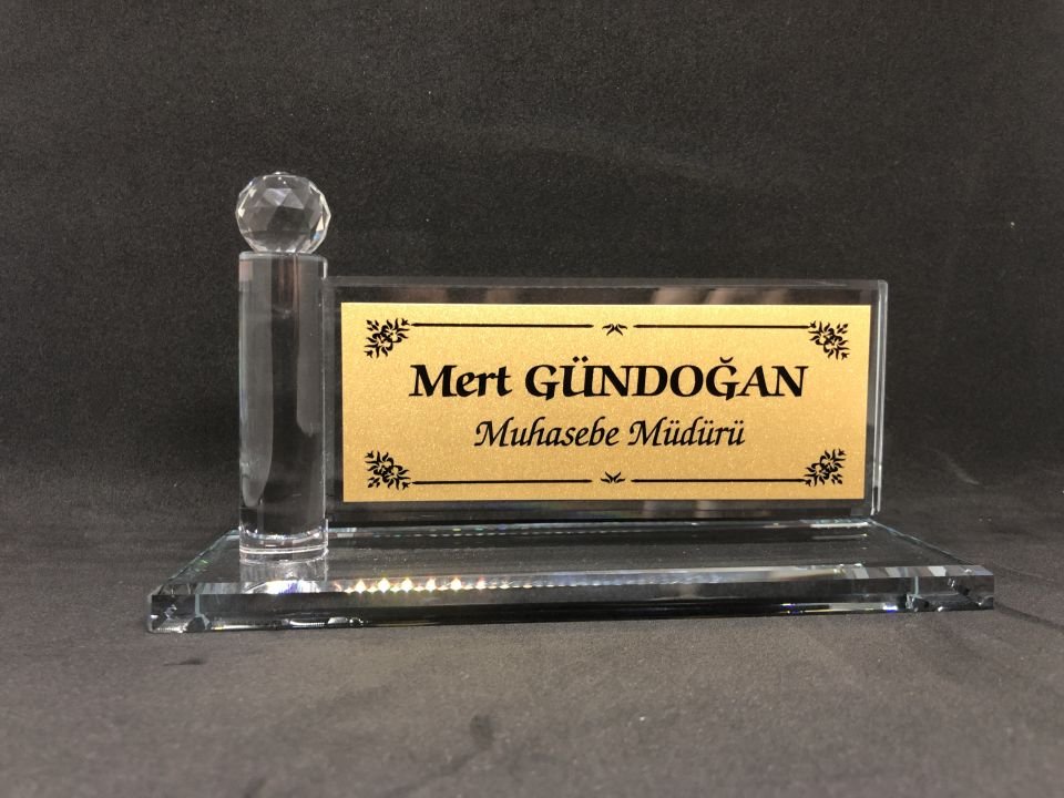 Çubuklu Masa İsimlik Altın