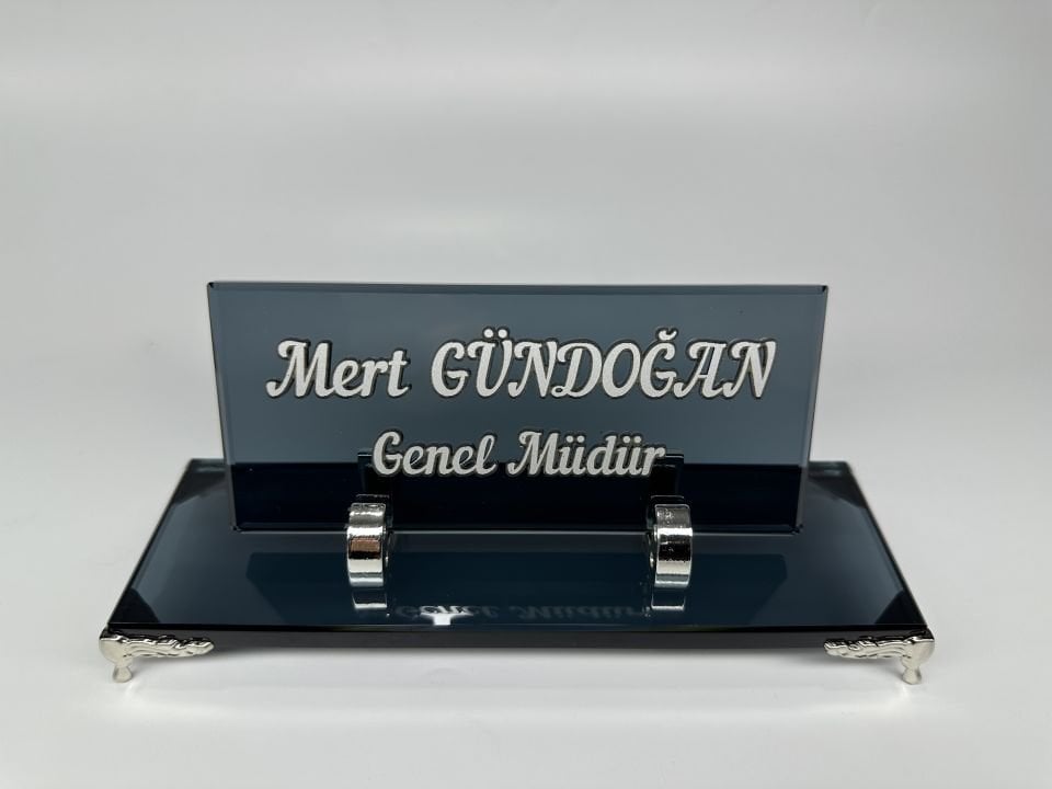 Metal Ayak Yükseltme ve Kabartma Yazılı Masa İsimliği Ofis Hediyelik