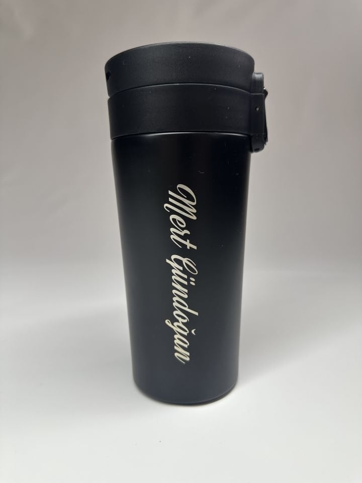 Siyah Renk Çelik Kupa Termos Kişiye ve İsme Özel / 350ml