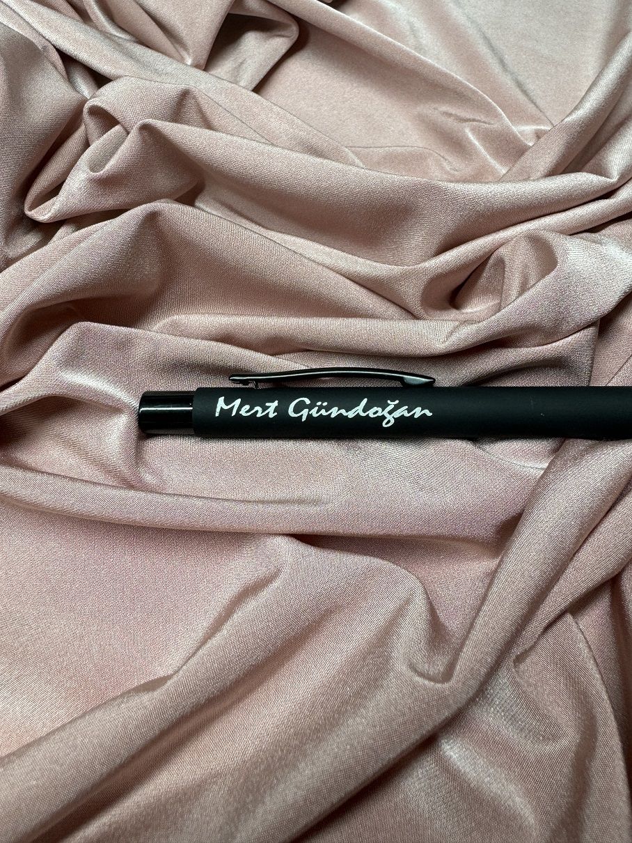 Kişiye Özel Metal Tükenmez Kalem Rubber Gövde Kalem siyah