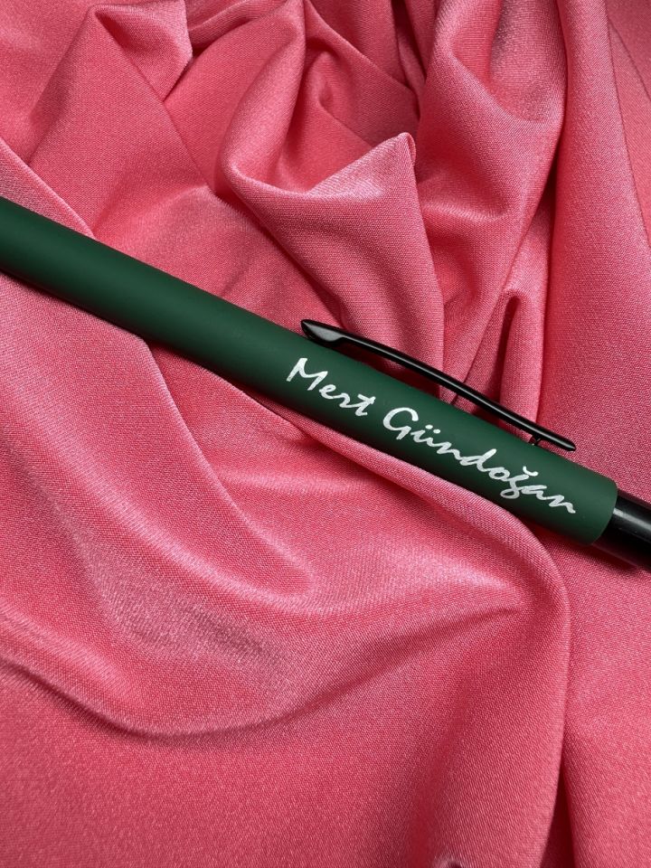 Kişiye Özel Metal Tükenmez Kalem Rubber Gövde Kalem yeşil