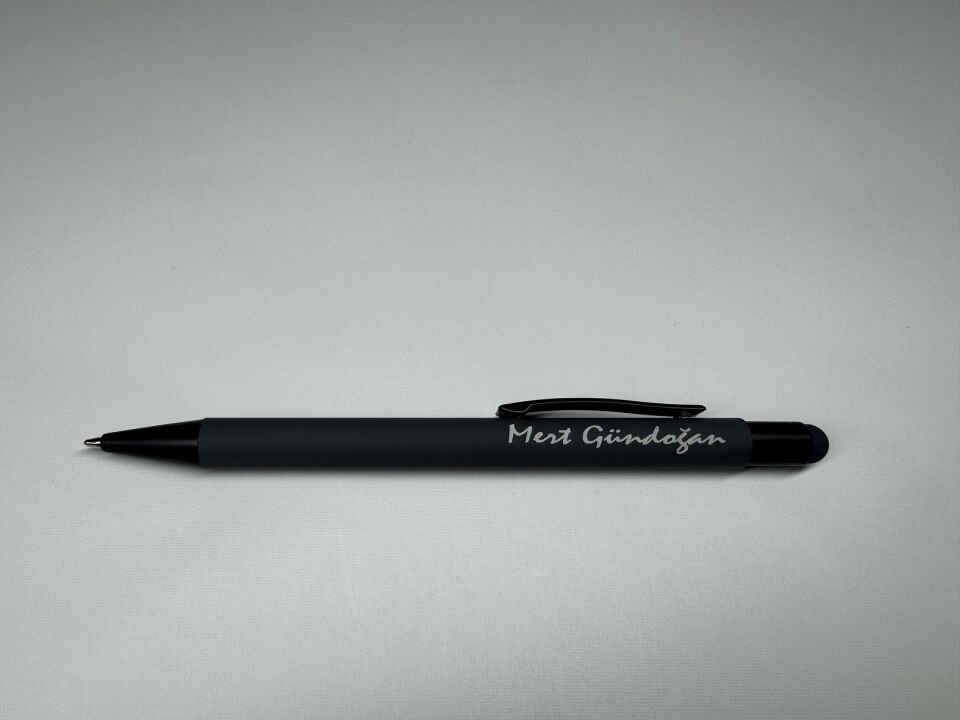 Kişiye Özel Metal Tükenmez Touchpen Kalemrubber Gövde Kalem gri