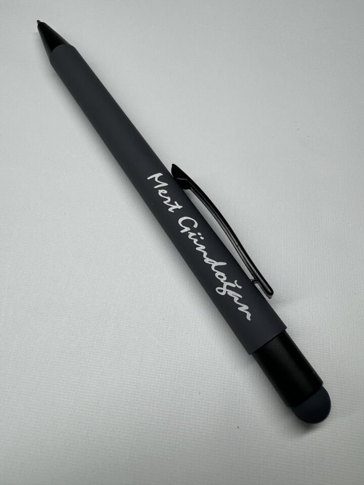 Kişiye Özel Metal Tükenmez Touchpen Kalemrubber Gövde Kalem gri