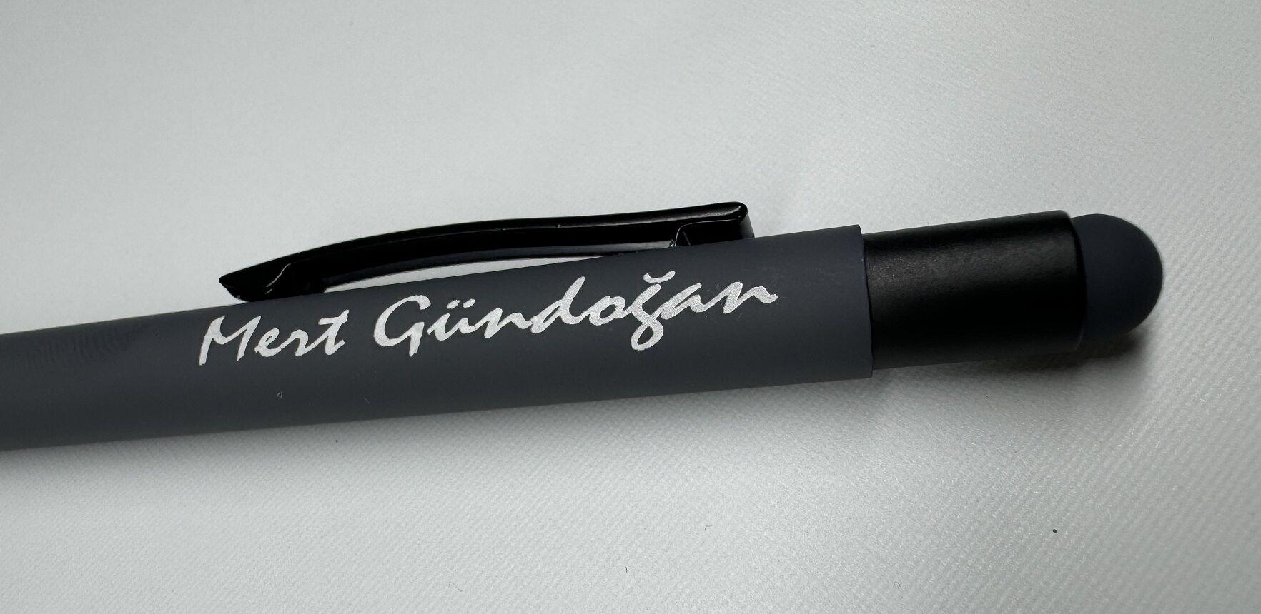 Kişiye Özel Metal Tükenmez Touchpen Kalemrubber Gövde Kalem gri