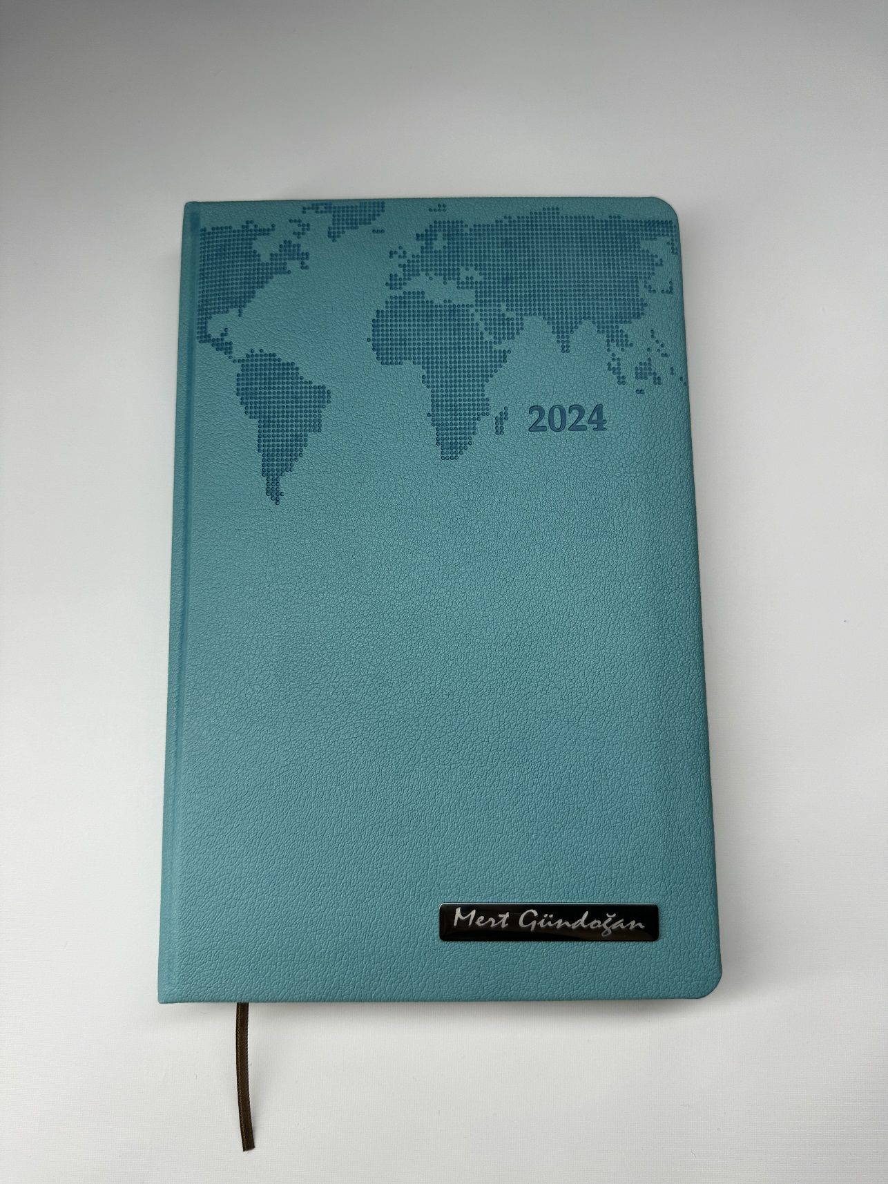 TERMO DERİ TARİHLİ HARİTALI İSME VEYA KİŞİYE ÖZEL AJANDA  1 turkuaz