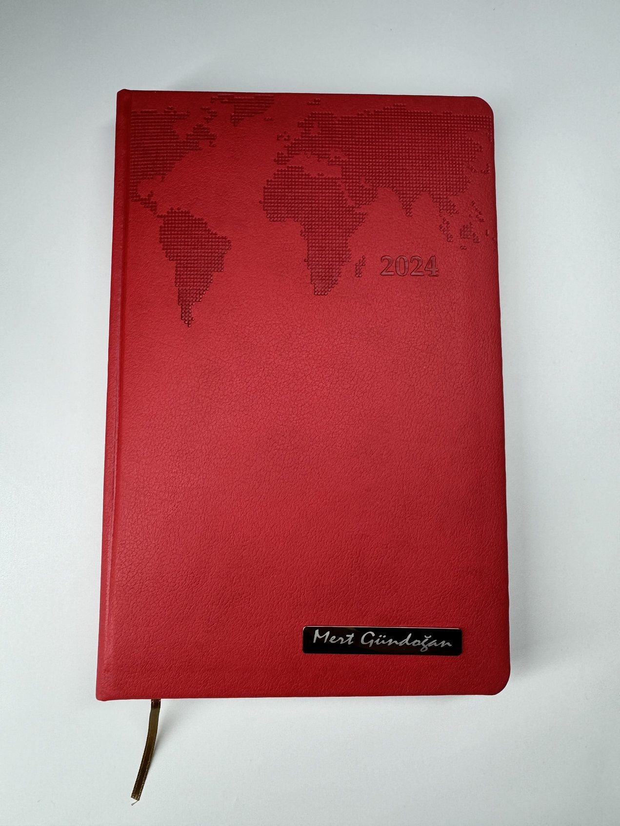 TERMO DERİ TARİHLİ HARİTALI İSME VEYA KİŞİYE ÖZEL AJANDA  1 kırmızı