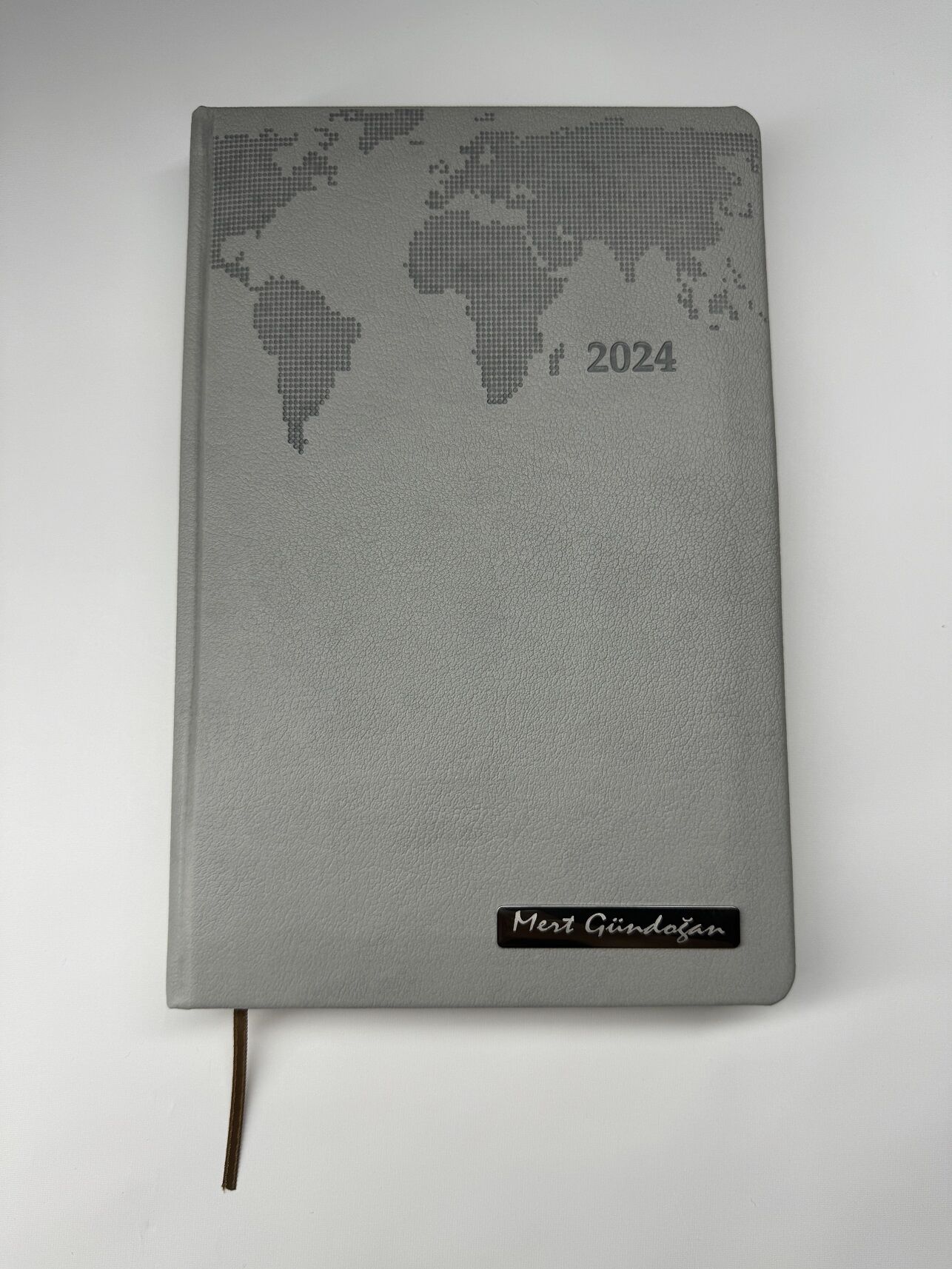 TERMO DERİ TARİHLİ HARİTALI İSME VEYA KİŞİYE ÖZEL AJANDA  1 gri