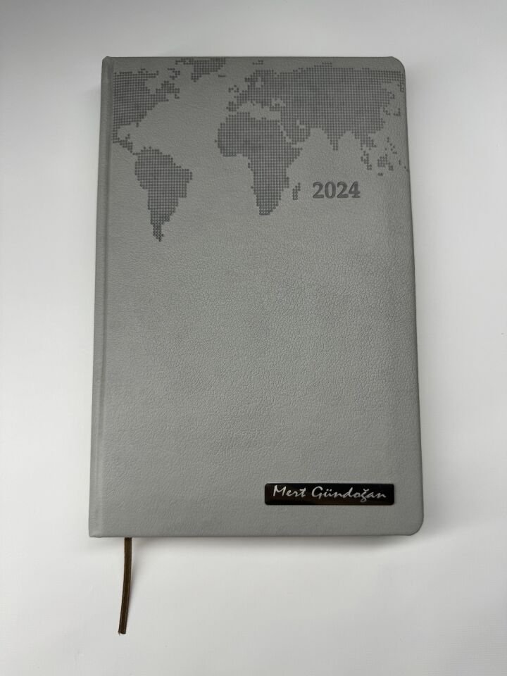 TERMO DERİ TARİHLİ HARİTALI İSME VEYA KİŞİYE ÖZEL AJANDA  1 gri