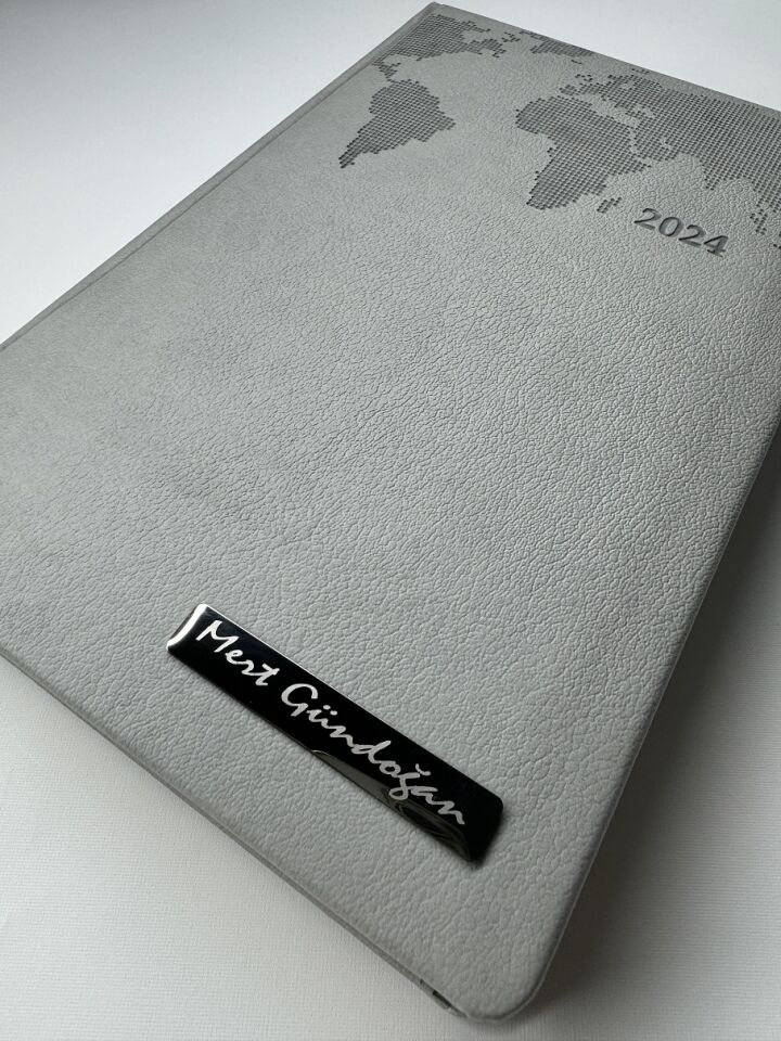 TERMO DERİ TARİHLİ HARİTALI İSME VEYA KİŞİYE ÖZEL AJANDA  1 gri