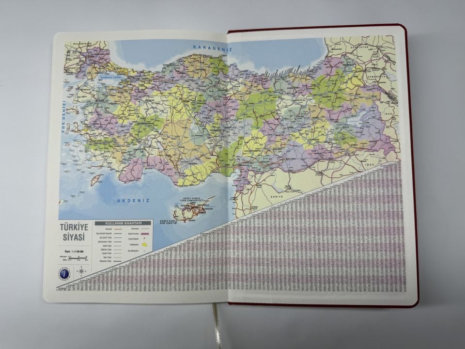 TERMO DERİ TARİHLİ HARİTALI 1. SINIF KALİTE İSME VEYA KİŞİYE ÖZEL AJANDA 2 gri