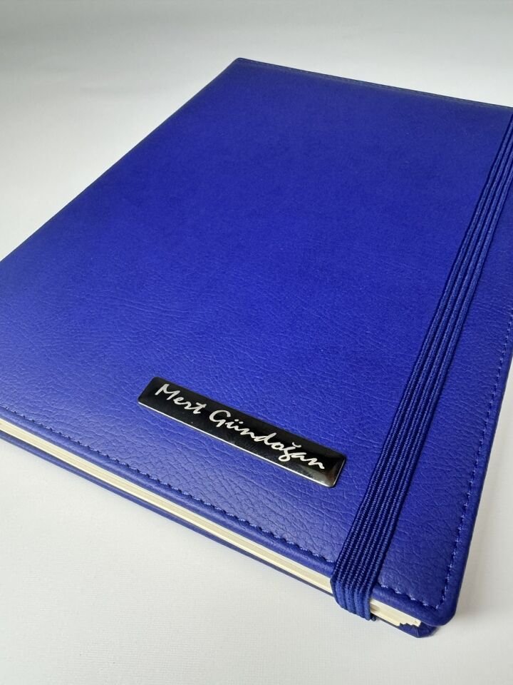 GİZLİ TELLİ TERMO DERİ TARİHLİ İSME VEYA KİŞİYE ÖZEL AJANDA mavi