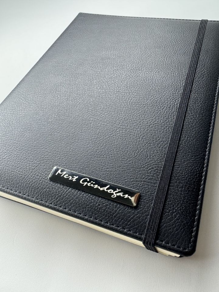 GİZLİ TELLİ TERMO DERİ TARİHLİ İSME VEYA KİŞİYE ÖZEL AJANDA siyah