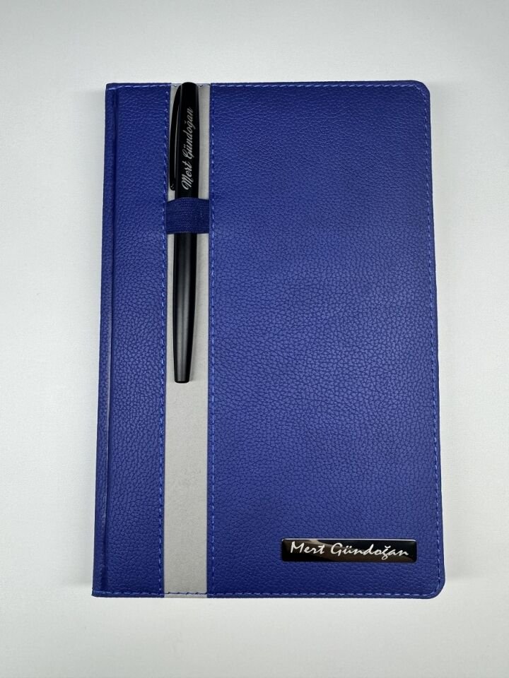 KALEM HEDİYE TERMO DERİ TARİHLİ İSME VEYA KİŞİYE ÖZEL SET AJANDA KALEMLİ mavi