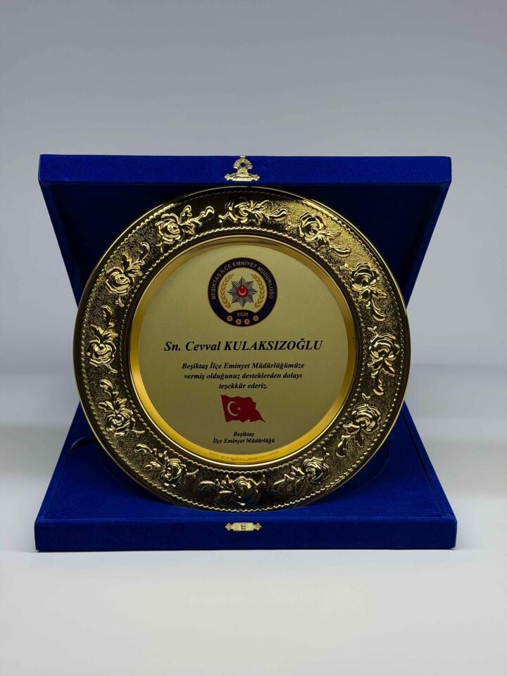 Güllü Metal Tabak Plaket Şilt Altın 01