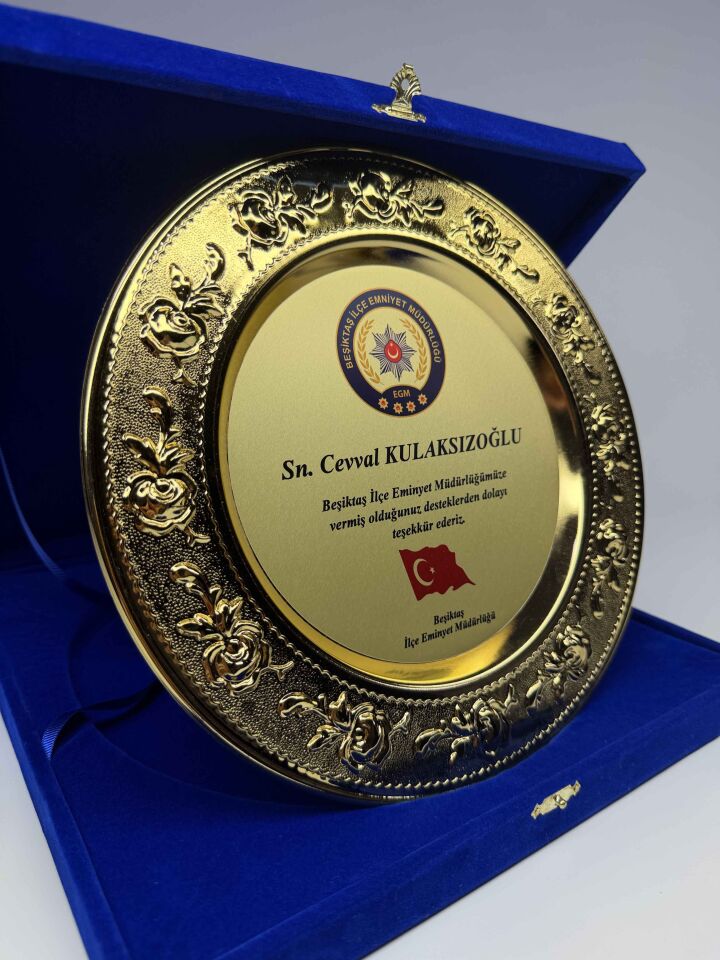 Güllü Metal Tabak Plaket Şilt Altın 01