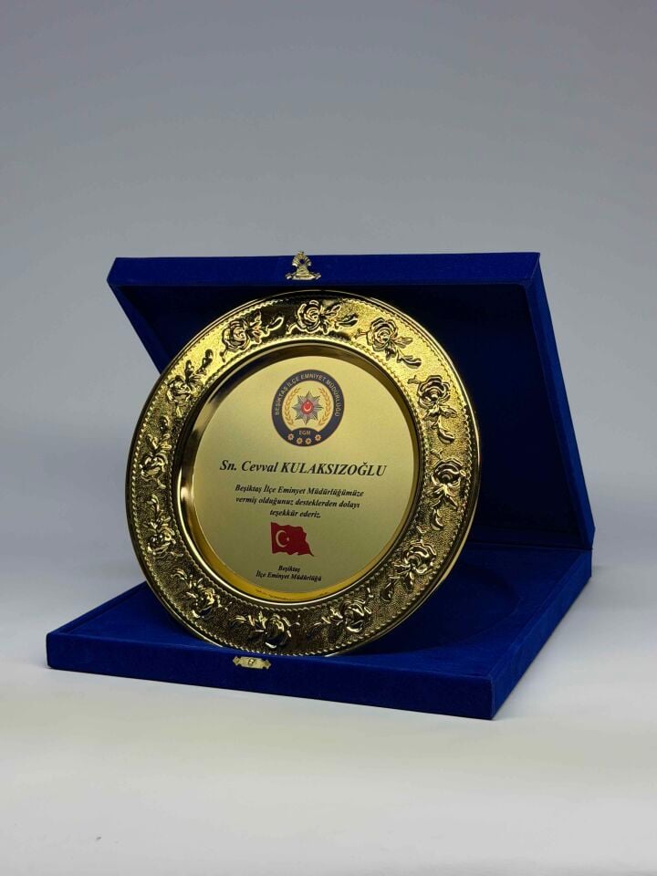 Güllü Metal Tabak Plaket Şilt Altın 01