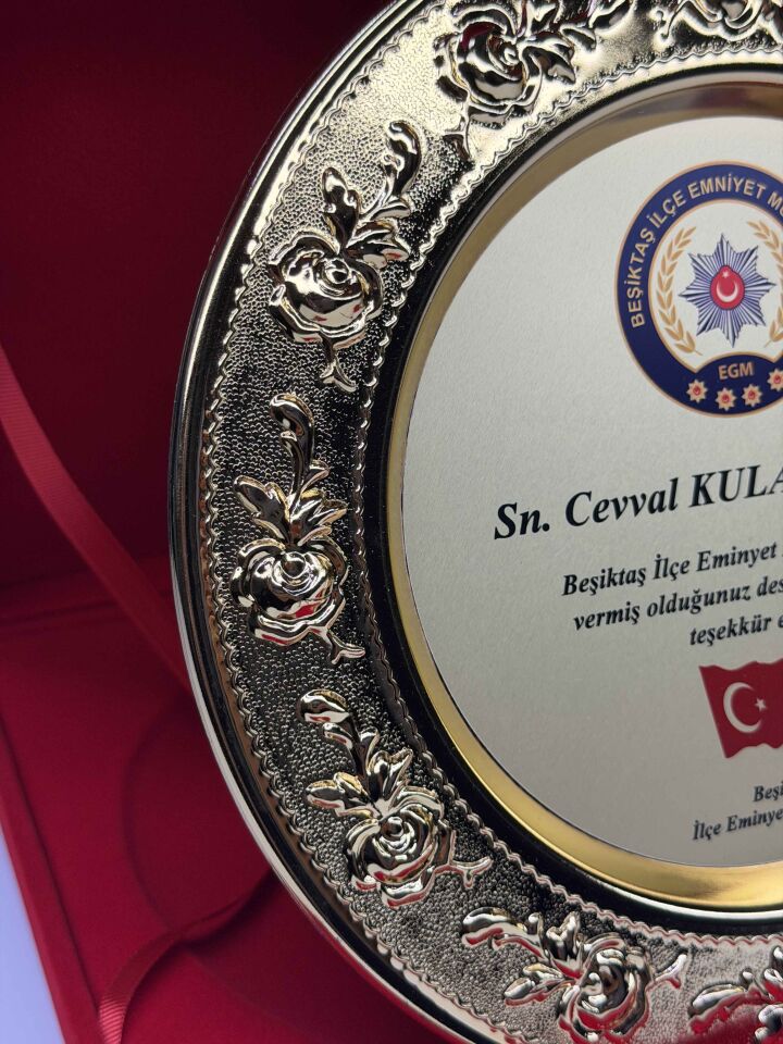 Güllü Metal Tabak Plaket Şilt Altın 02