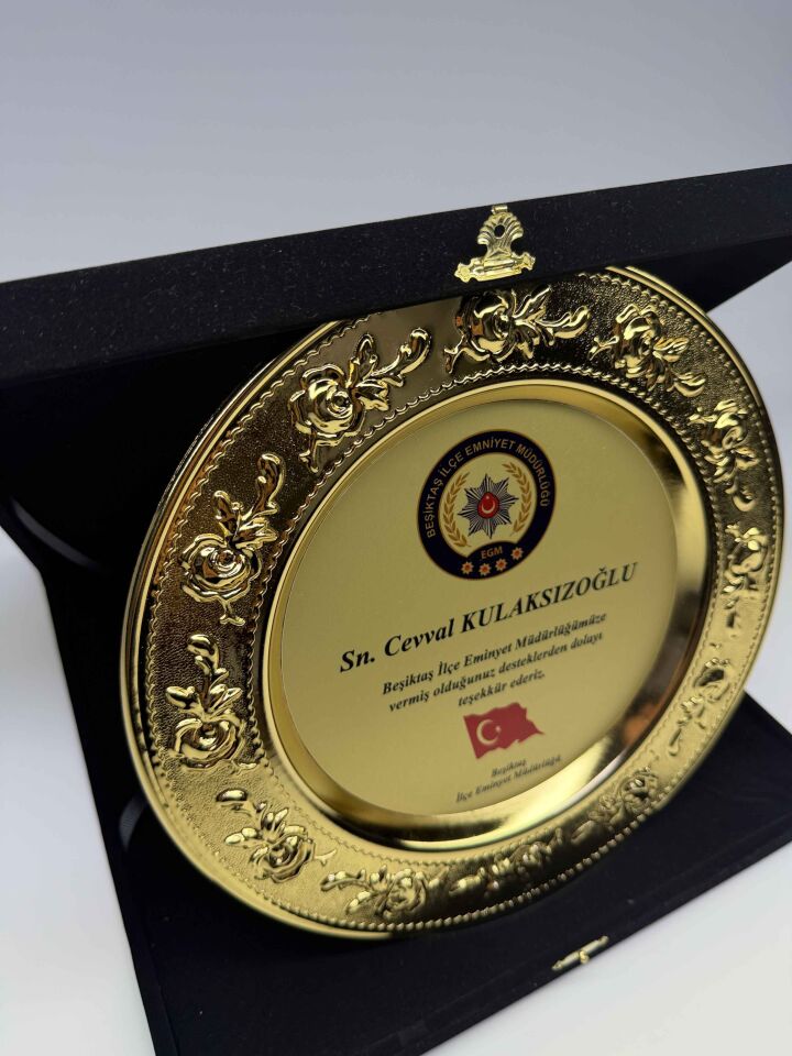 Güllü Metal Tabak Plaket Şilt Altın 04