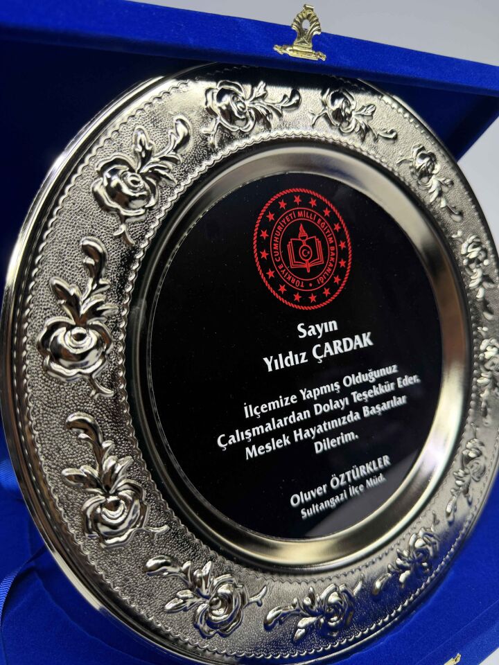 Güllü Metal Tabak Plaket Şilt Gümüş 02