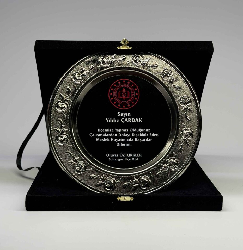 Güllü Metal Tabak Plaket Şilt Gümüş 03