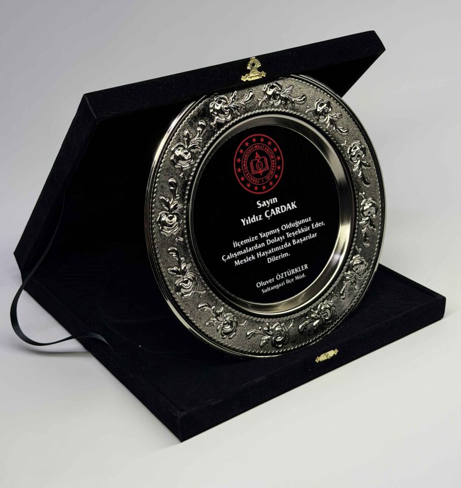 Güllü Metal Tabak Plaket Şilt Gümüş 03