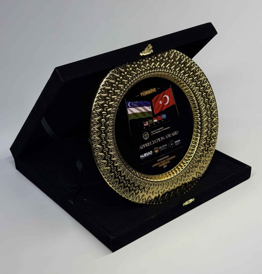 Kalpli Metal Tabak Plaket Şilt Altın 03